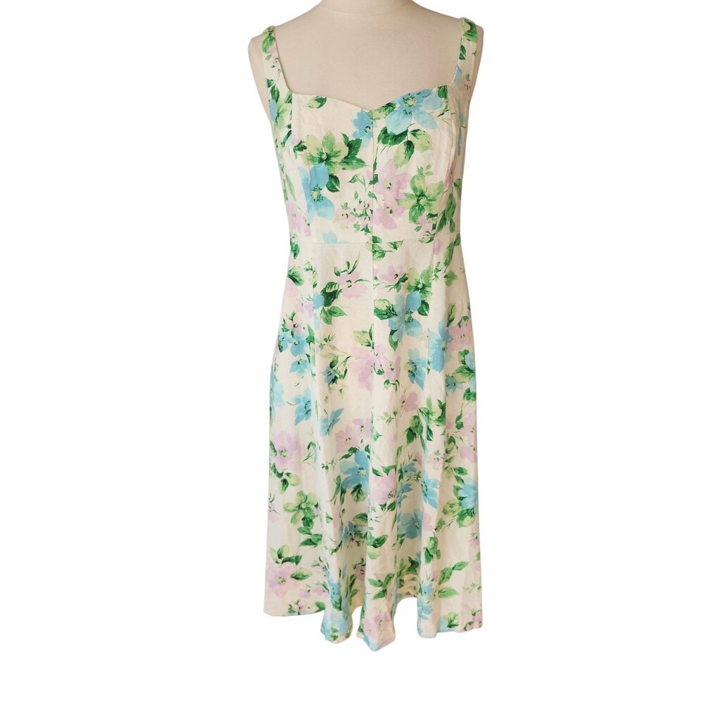 Old Navy Midi Dress Petite Medium Garden Party Floral Linen Blend Soft Girlhood